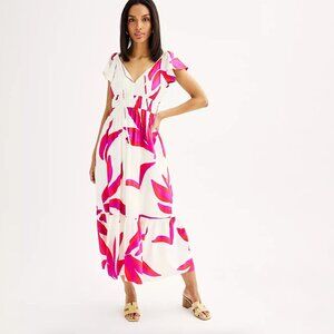 XSmall Women's Nine West Flutter Sleeve Maxi Dress